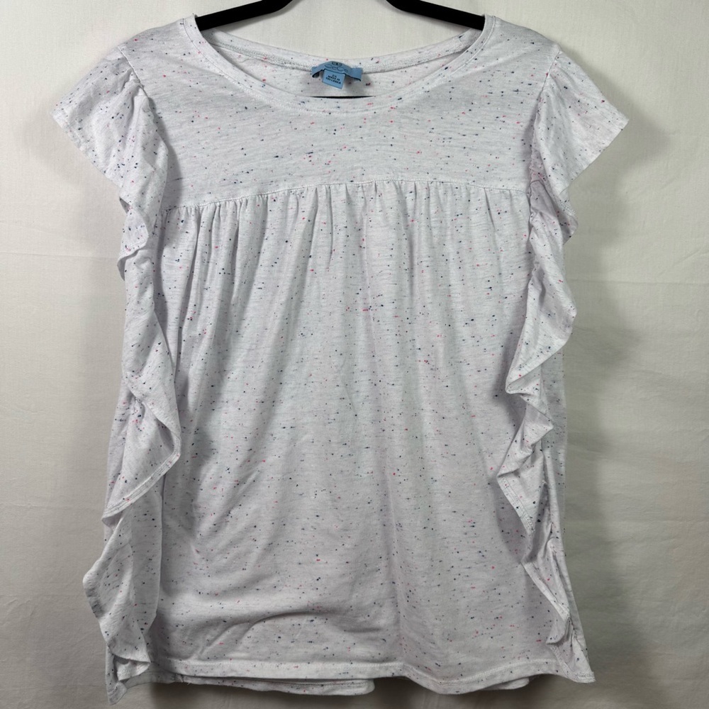 CeCe White Ruffled Side Blouse Women’s Size 2X